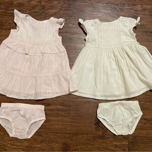 Elegant Baby Girl Formal Dress Set of 2 in Soft Pink and Cream